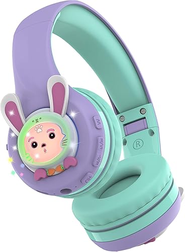 Miniatura 4 de Riwbox Kids Headphones, CB-7S Cat Kids Toddler Headphones with LED Light, 758595dB Volume Limited, Kids Bluetooth Headphones with Mic for