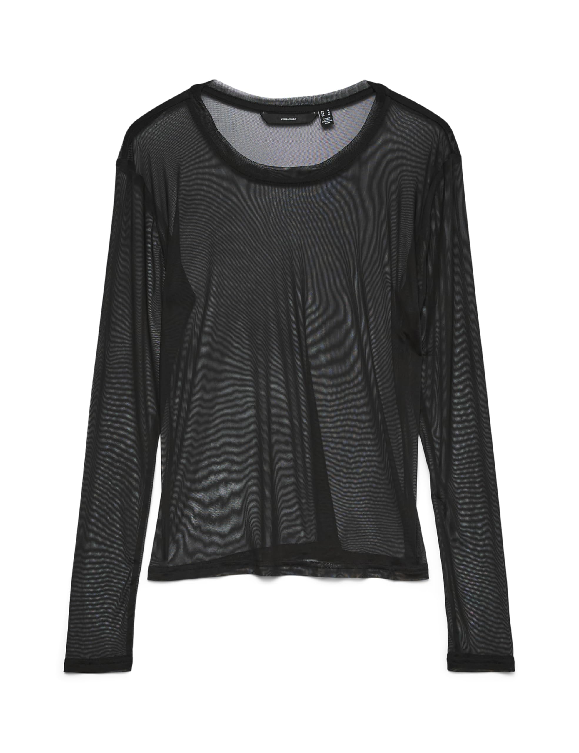 VERO MODA Vmlova Ls Mesh Top JRS Noos, Black, XS