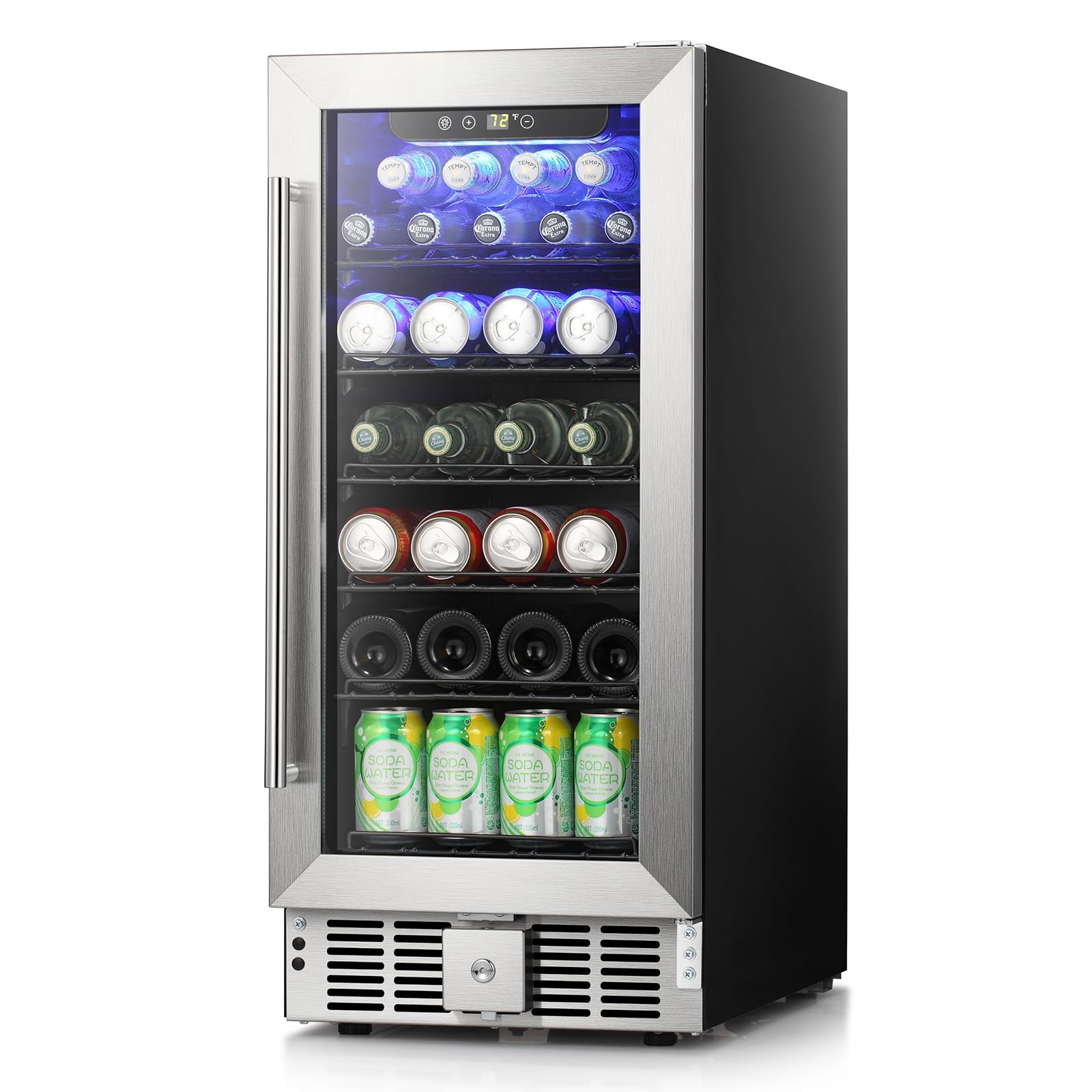 Xbeauty 2.9 Cu.Ft Beverage Refrigerator Cooler, 15 Inch, Black.