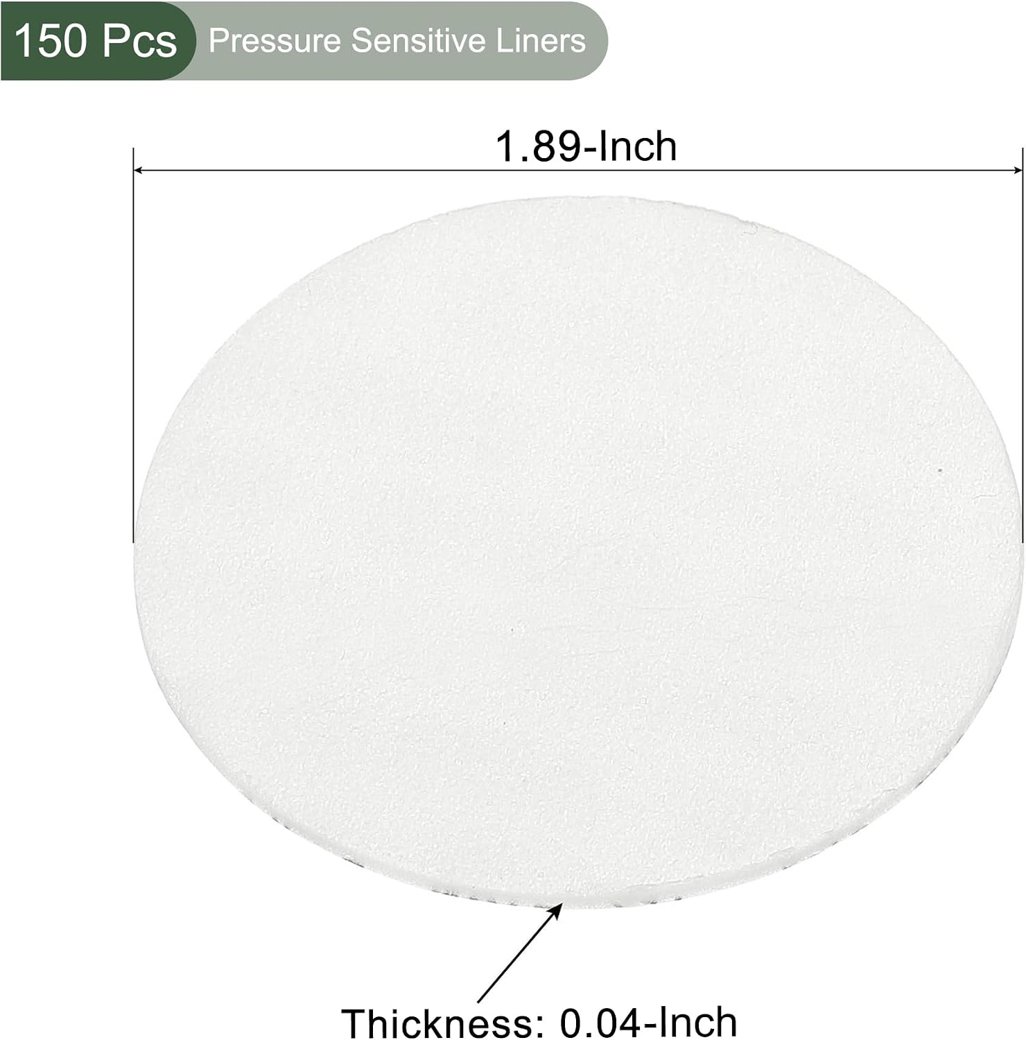 YOKIVE 150Pcs Foam Lid Liners, Polystyrene Tamper Pressure Sensitive Liners, Great for Bottle Cap Sealing (White, 48mm)