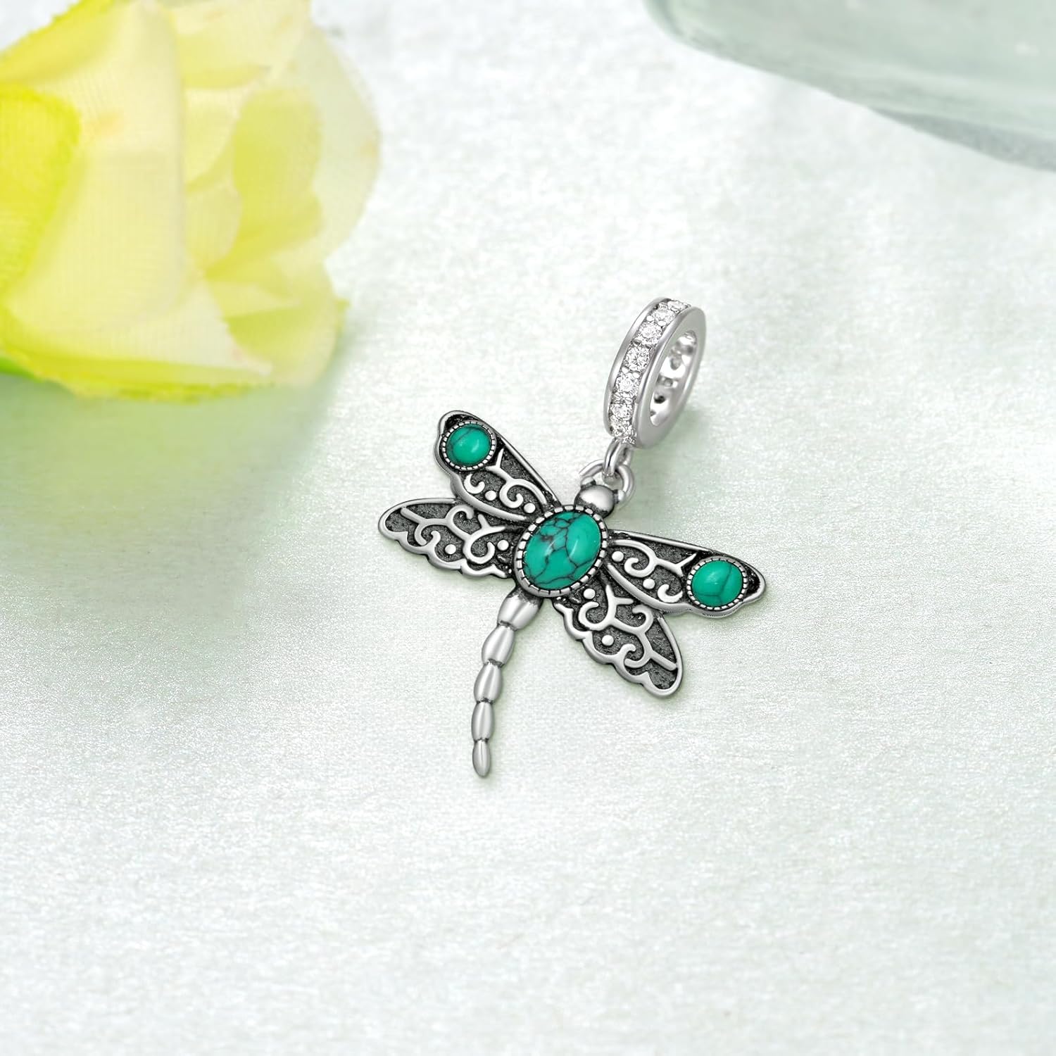 Dragonfly Charm 925 Sterling Silver Dragonfly Charms for Bracelets for Women Turquoise Dragonfly Charm Western Turquoise Dragonfly Jewelry Gifts for Women - Image 2