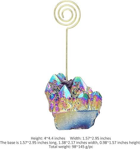 Miniatura 3 de rockcloud Titular de la tarjeta de mesa de cuarzo de cristal recubierto de titanio, soporte de notas de número dorado para boda, fiesta, decoración