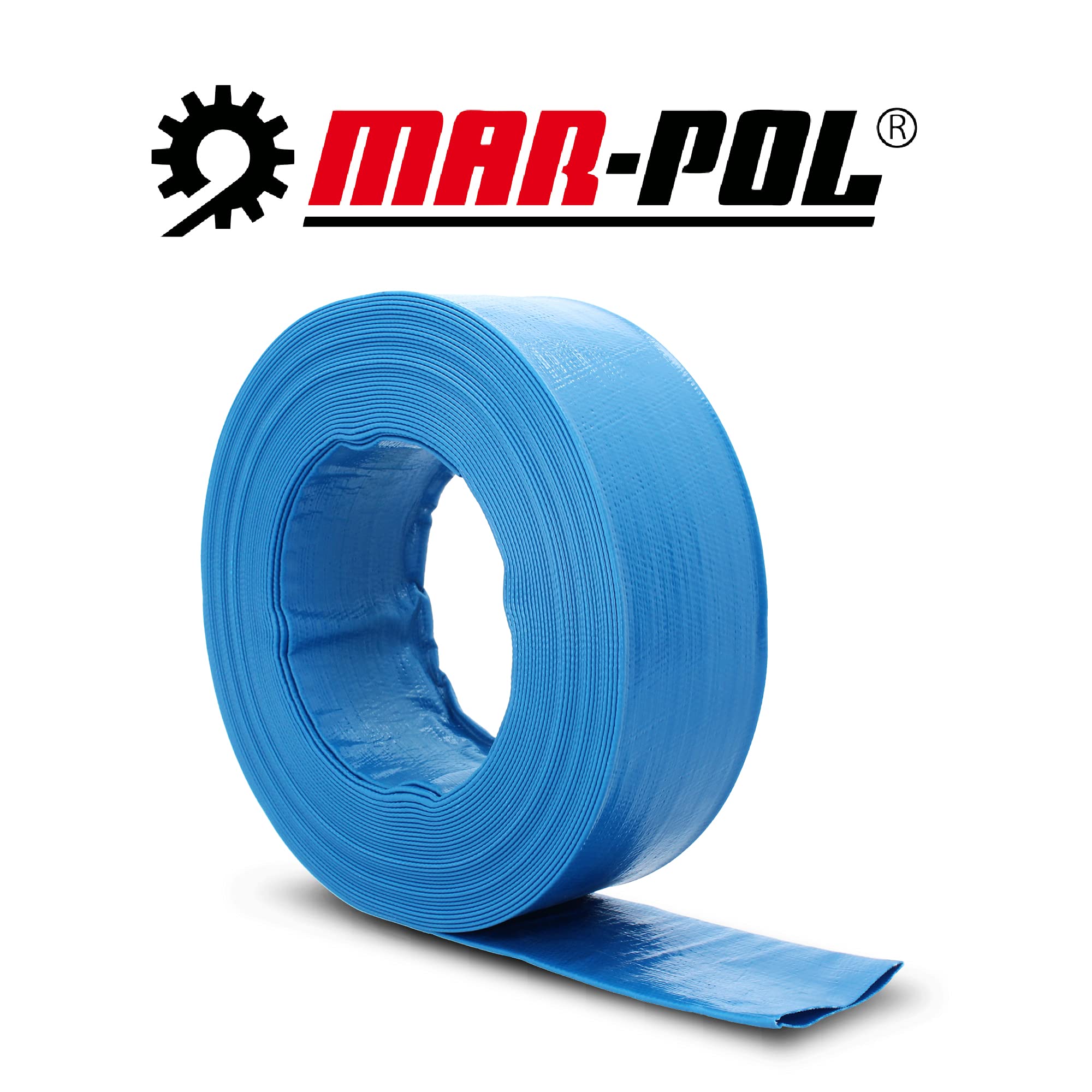 Manguera de Bomberos Industrial, 20 m x 2 Pulgadas, Construcción y Agua, Plana Azul, 2 Bar, 52 mm, Poliéster | M85313