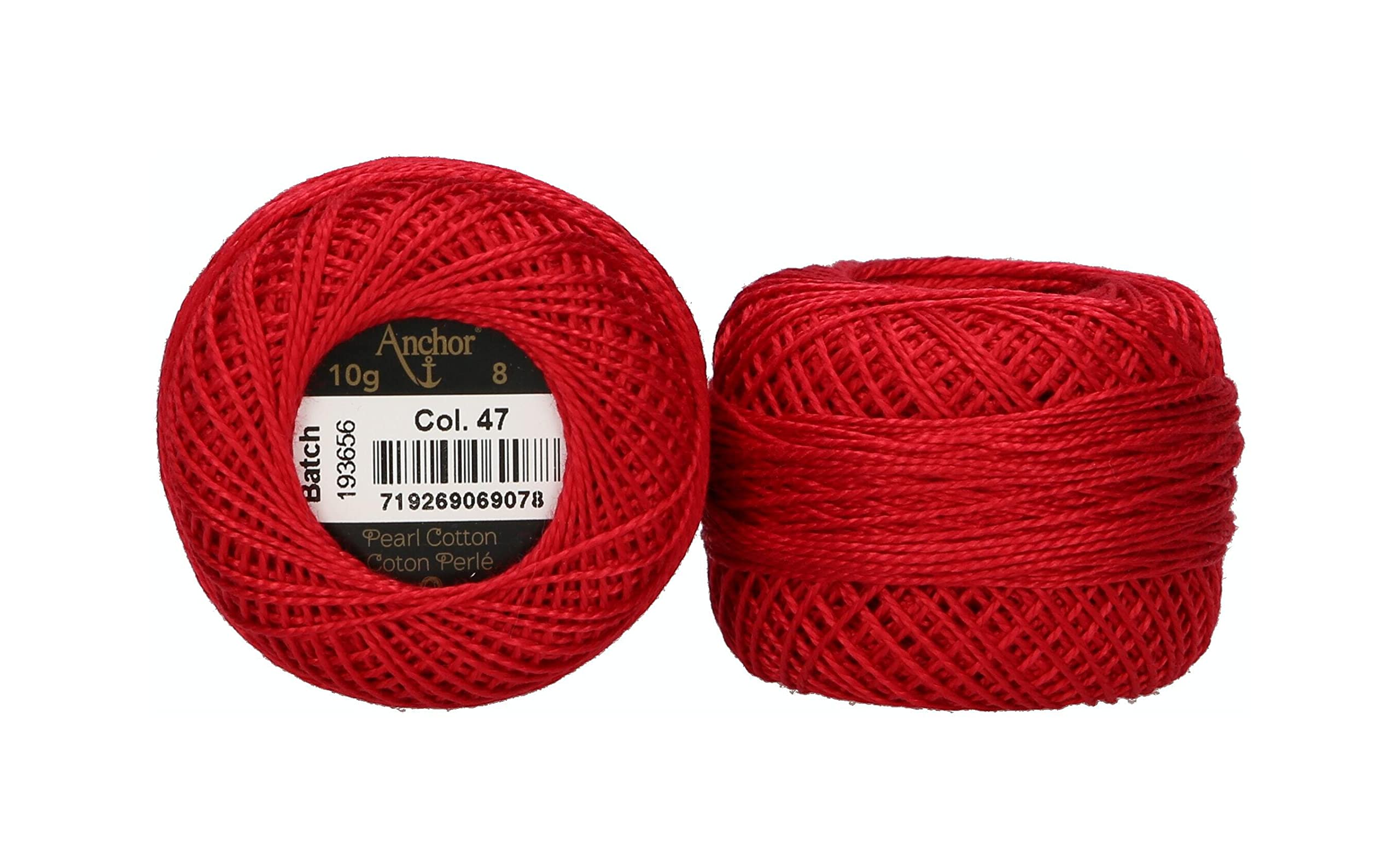 Anchor 4591008-00047 Embroidery Thread, 100% Cotton, Cherry Red, Thickness 8, 82 m, 16 g