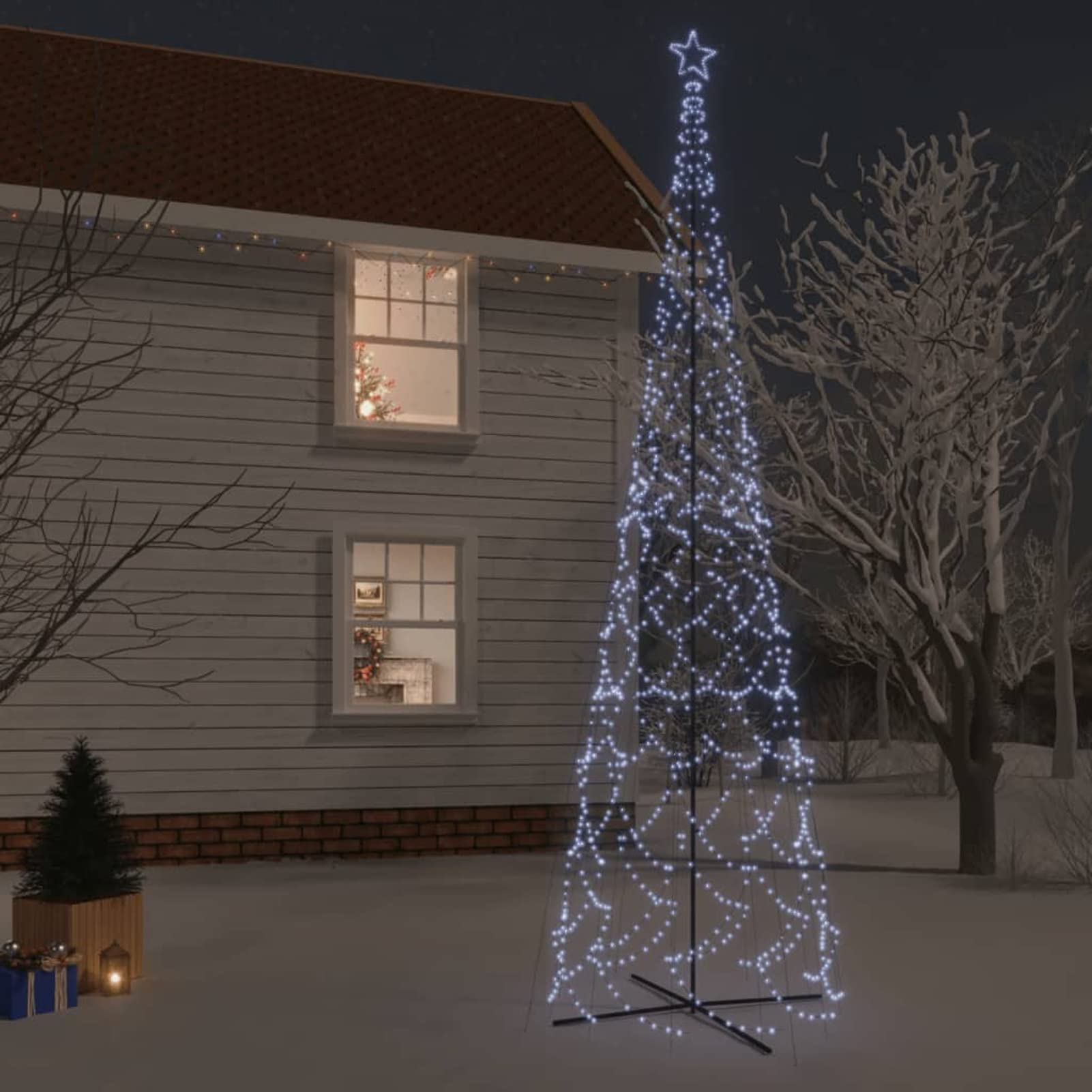 Tidyard LED Weihnachtsbaum, Weihnachtsbaum LED Lichterkette, Christbaumbeleuchtung, LED Weihnachten Lichterkette Außen, Weihnachtsbeleuchtung Lichternetz, Kegelform Kaltweiß 3000 LEDs 230x800 cm