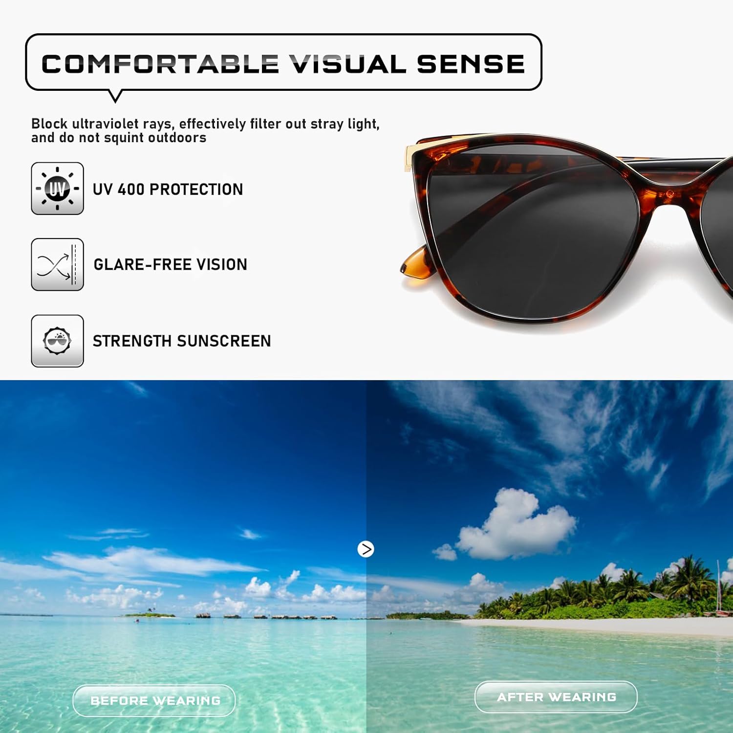 Trendy Cat Eye Sunglasses for Women Fashion Cateye UV400 Protection Glasses CL22017 - Image 4