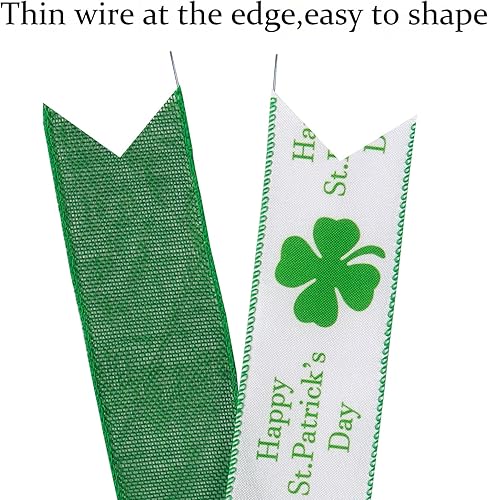 Miniatura 3 de 2 lazos del día de San Patricio para decoración al aire libre, lazos para decoración de árbol del día de San Patricio, lazos grandes de arpillera