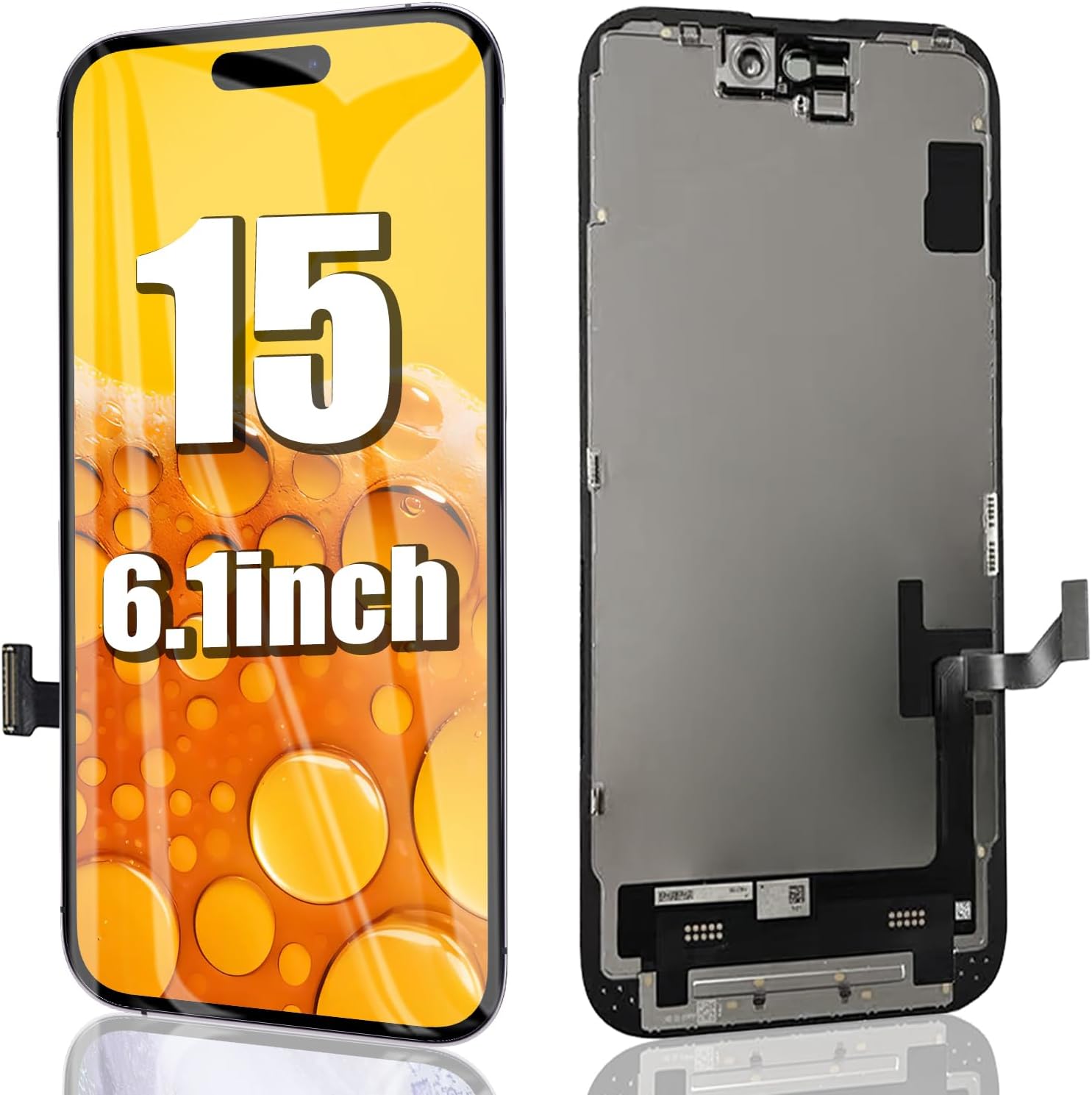 EFAITHFIX for iPhone 15 Screen Replacement 6.1 Inch LCD Screen 3D Touch Display Full HD Digitizer Frame Assembly Compatible with Model A2846, A3089, A3090, A3092 with Waterproof Adhesive (No Tools)