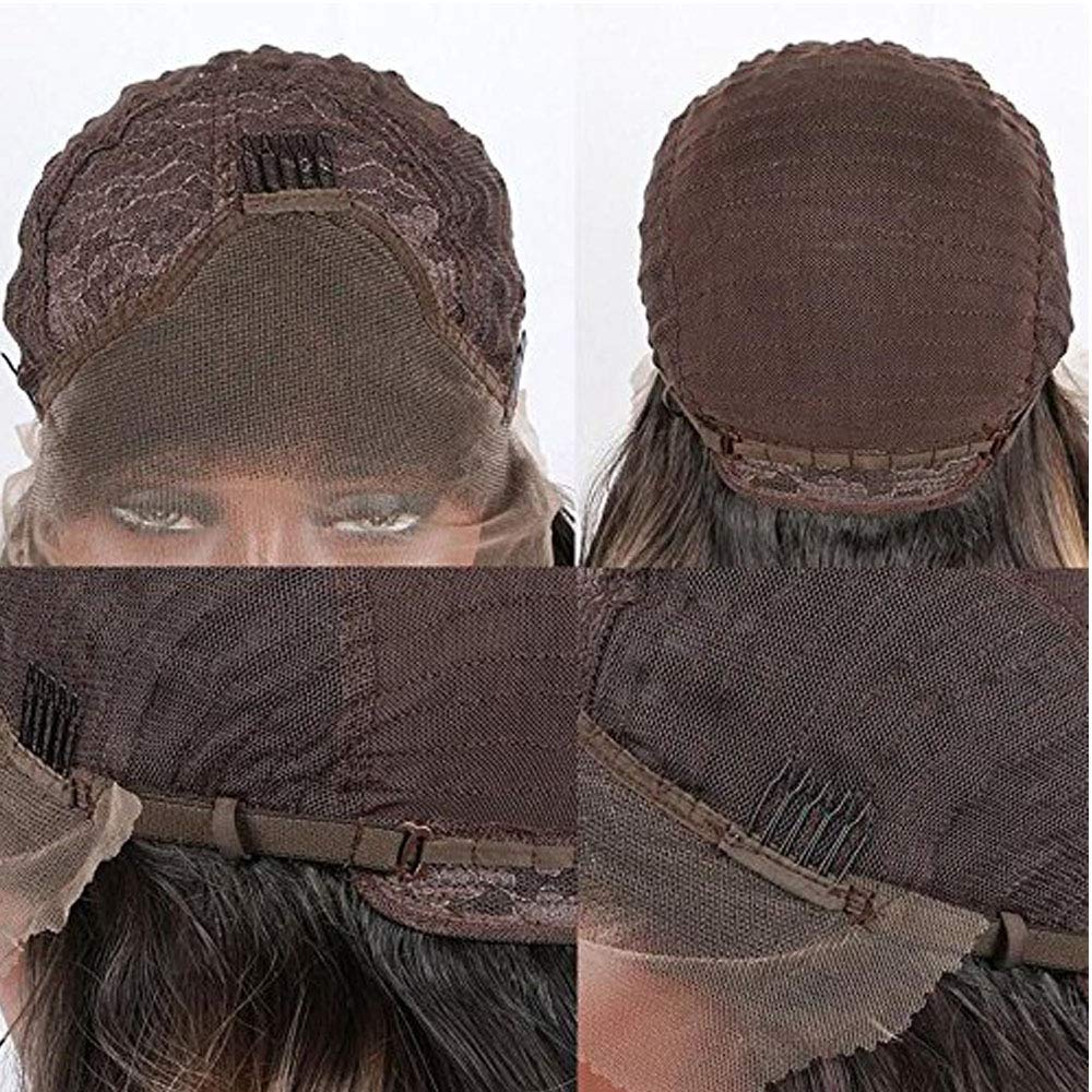 Highlight Blonde Box Braided Wig Micro Lace Front Wigs for Women Long Braid Synthetic Hair Wig Glueless Lace Wig Natural Hairline Synthetic Heat Resistant Fiber Hair for Women 26Inch(Brown)