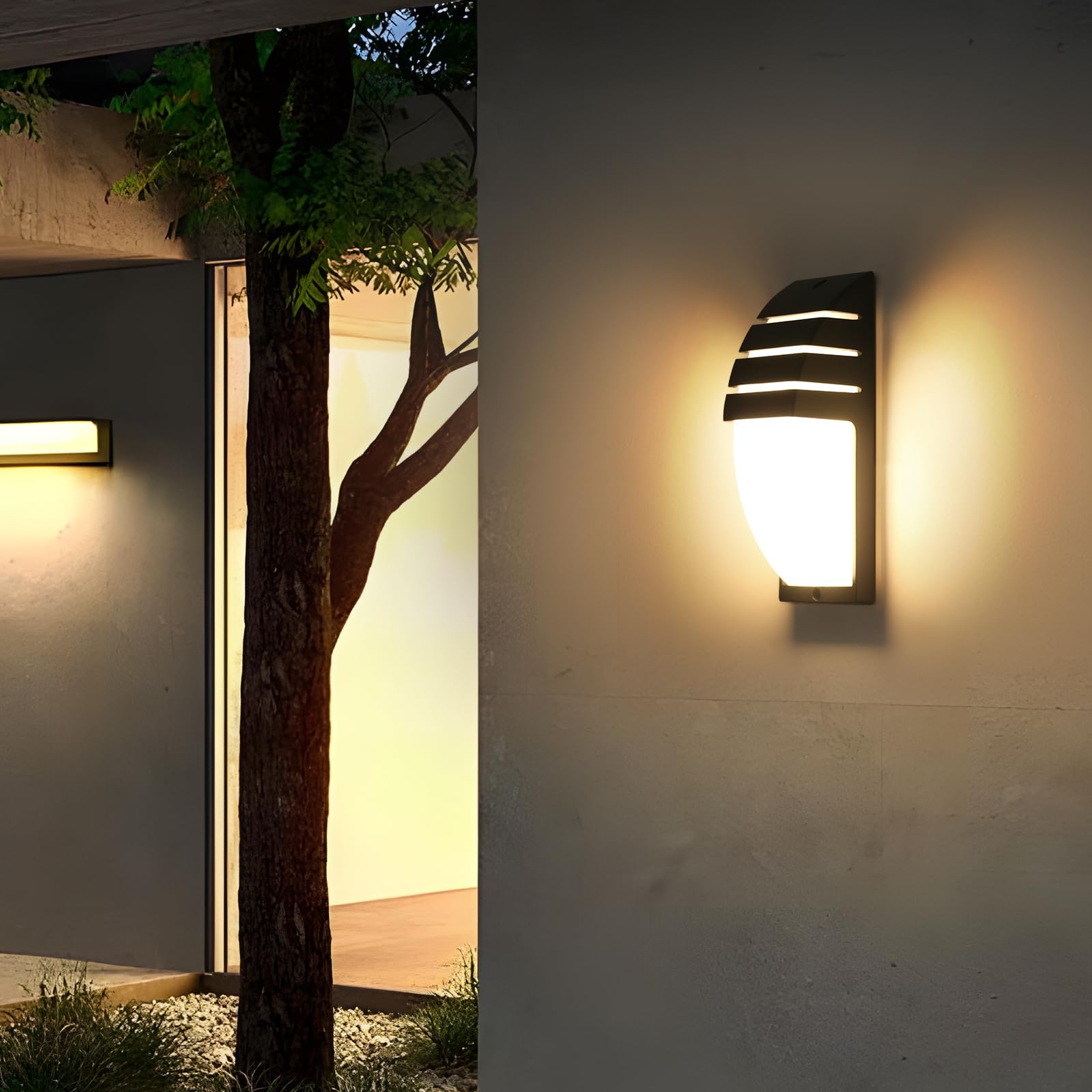 Goeco 2 Pack Lámparas de Pared LED Exterior, 12W 1300LM Apliques de Pared IP65 Impermeables, 3000K Luz Cálida Iluminación LED para Patio, Jardín, Dormitorio, Salón, 22.5CM x 8CM