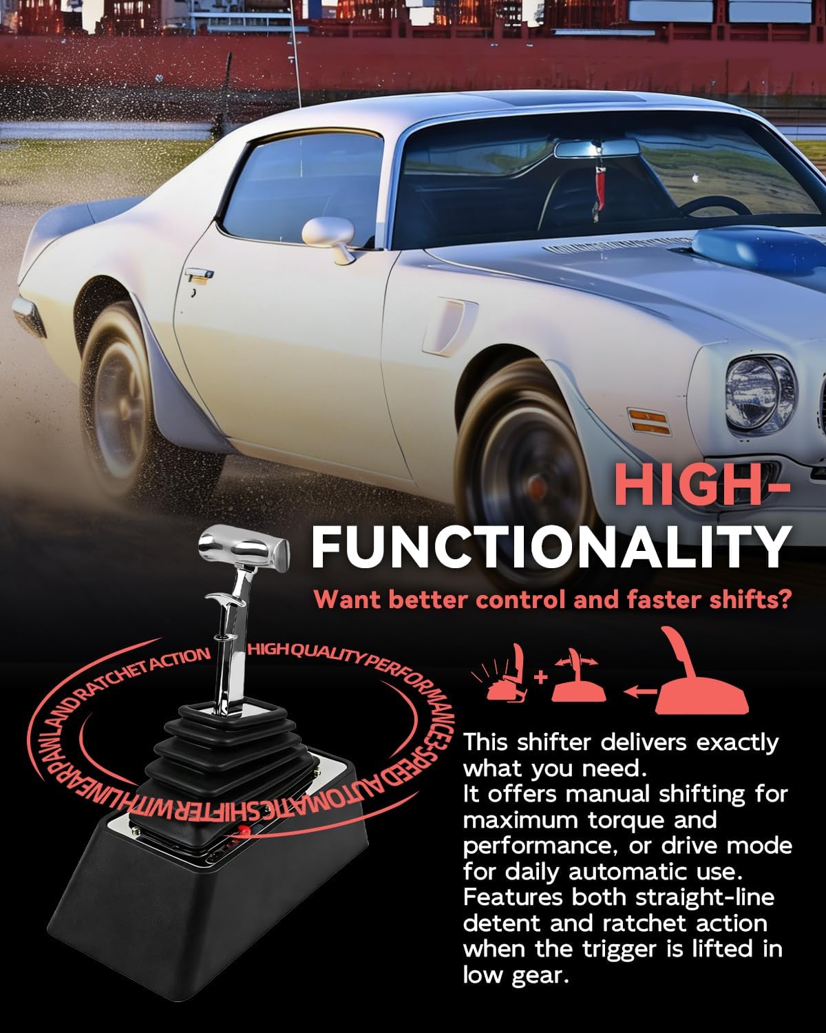 3-Speed Automatic Shifter Compatible With B&M 80675 StarShifter for GM TH400 350 250 200 Automatic Transmissions