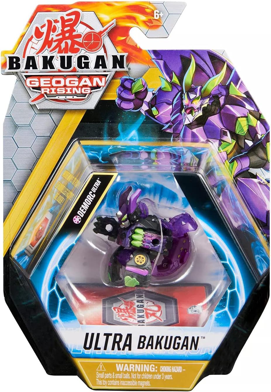 Bakugan Ultra, 3-inch Tall Geogan Rising Collectible Action Figure and Trading Card (Darkus Elemental Demorc)