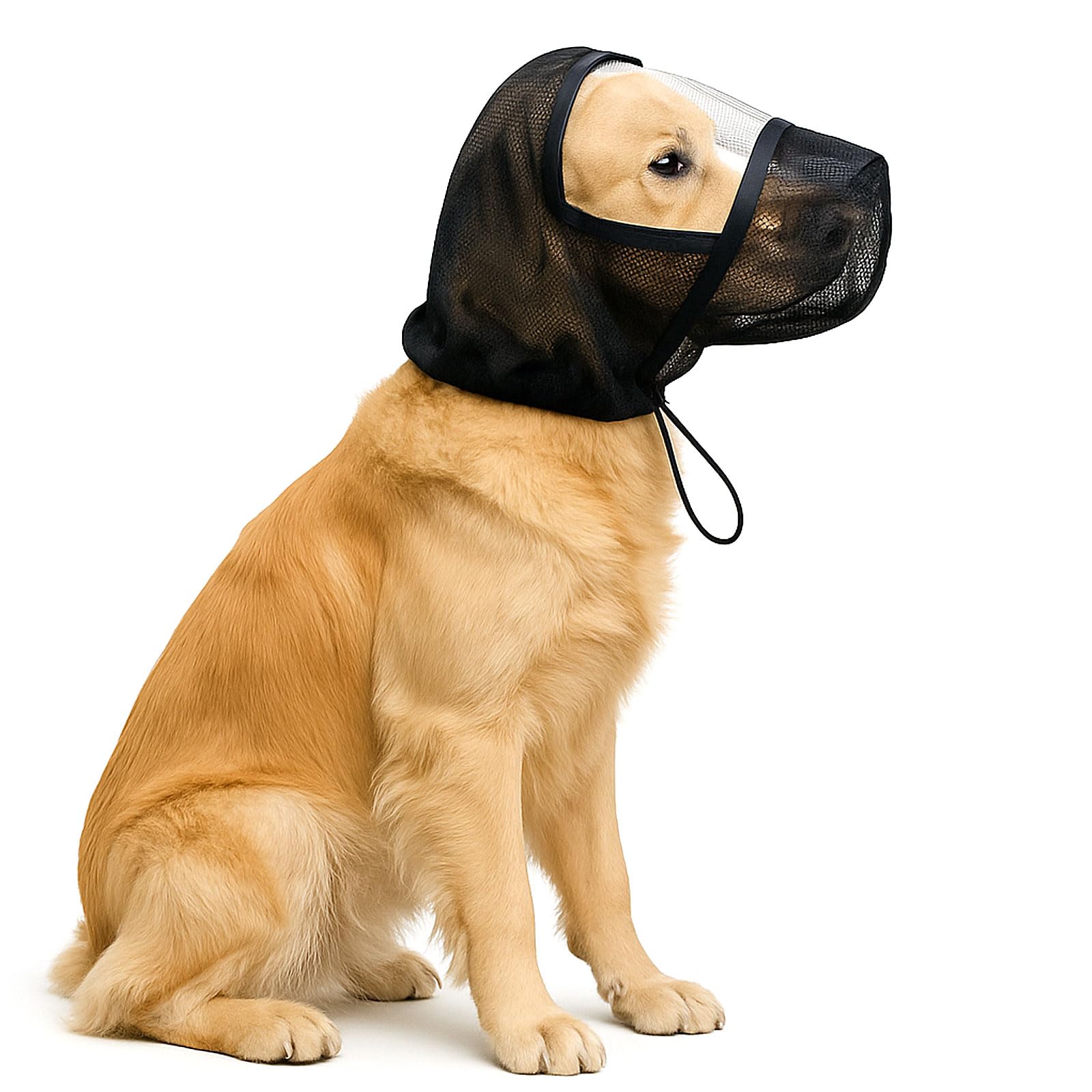 Colenumone Foxtail Dog Mask with Clear Window - Vet-Recommended Safety Field Guard for Protection Against Foxtails, Insects and Rocks Breathable, Lightweight, Adjustable Drawstring Multiple(Black,L)