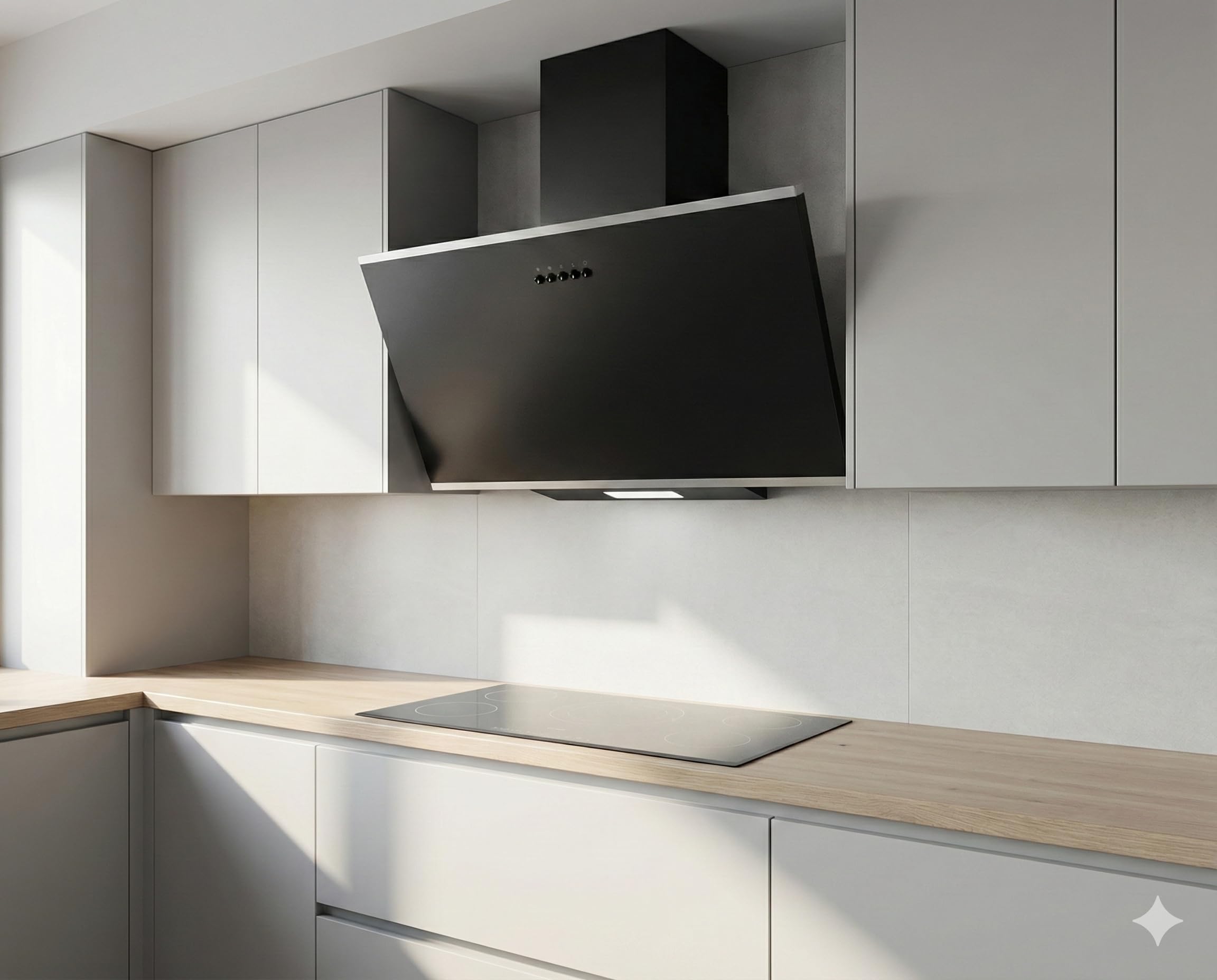 YUNA Dunstabzugshaube DUNJA 60 cm Schwarz Glasfront 3 Leistungsstufen 47W Motorleistung Energieeffizienz A Abluft Umluft Kopffrei LED Beleuchtung Ohne Kohlefilter Wandhaube