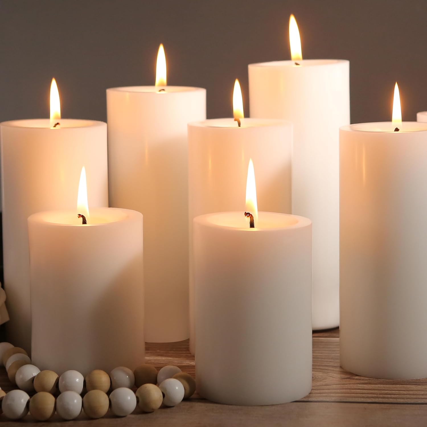 2.8x4 Pillar Candles Set of 6, Unscented White Pillar
