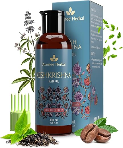Avimee Herbal Keshkrishna Hair Oil | With Indigo, Amla, Currly Leaf and Henna Oil | Mineral Oil Free | 100 ml