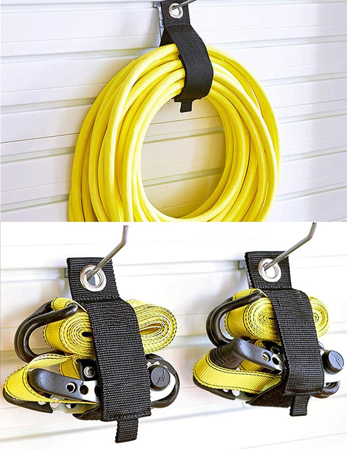10 Pack Extension Cord Holder Organizer, Heavy-Duty Storage Straps, Hook and Loop for Garage Organization(6 Large+4 Small) - Black