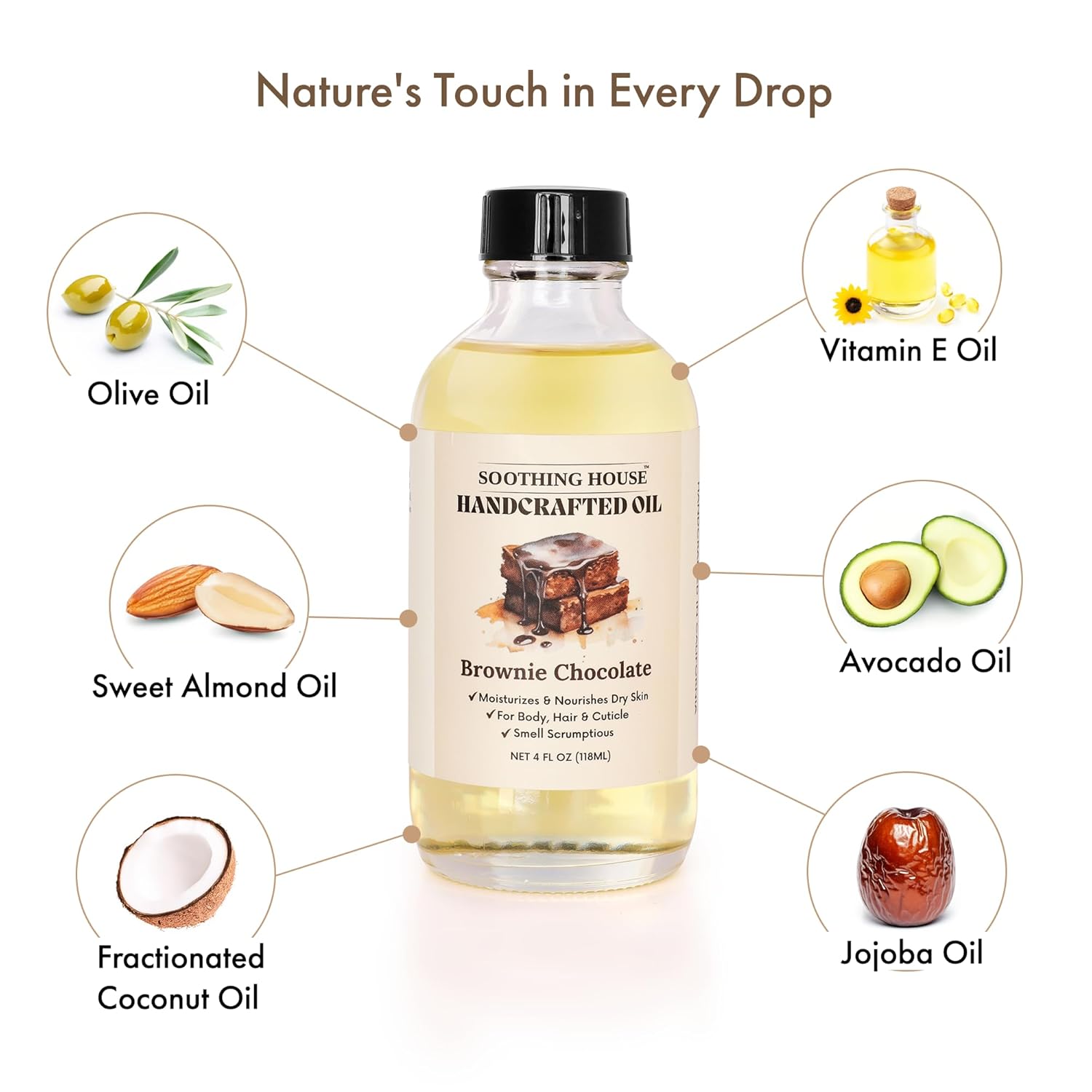 Soothing House Brownie Chocolate Body Oil - Moisturizing Sweet Body Oil for Soft, Glowing, Radiant Skin (4 fl oz) - Image 6