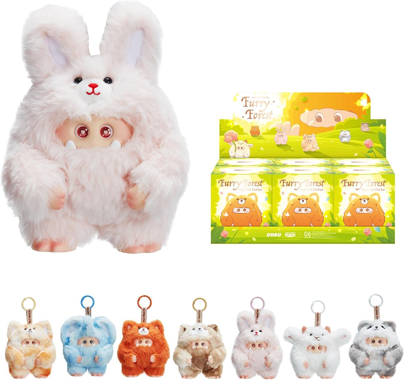 OHKU Giggle Monster Furry Forest Series Vinyl Plush Blind Box (Whole Set)