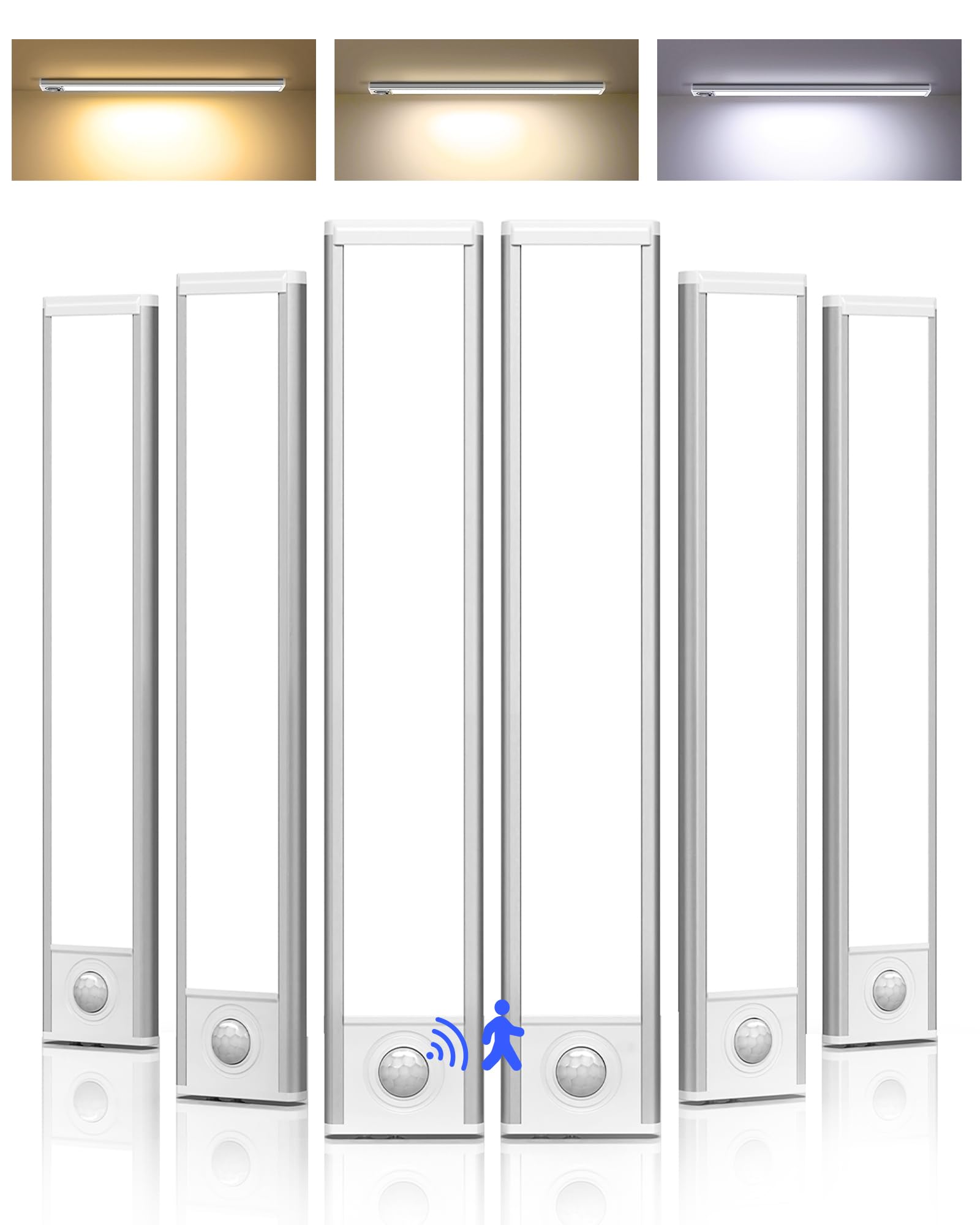 6-pack under cabinet lighting wireless led motion sensor light indoor rechargeable closet lights battery operated dimmable amp 3 color temps under counter lights for kitchen stairs 8inch