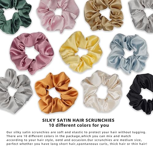 Miniatura 2 de Paquete de 10 ligas para el cabello sedosas de satén para mujeres y niñas, bandas elásticas para el cabello, accesorios suaves para el cabello