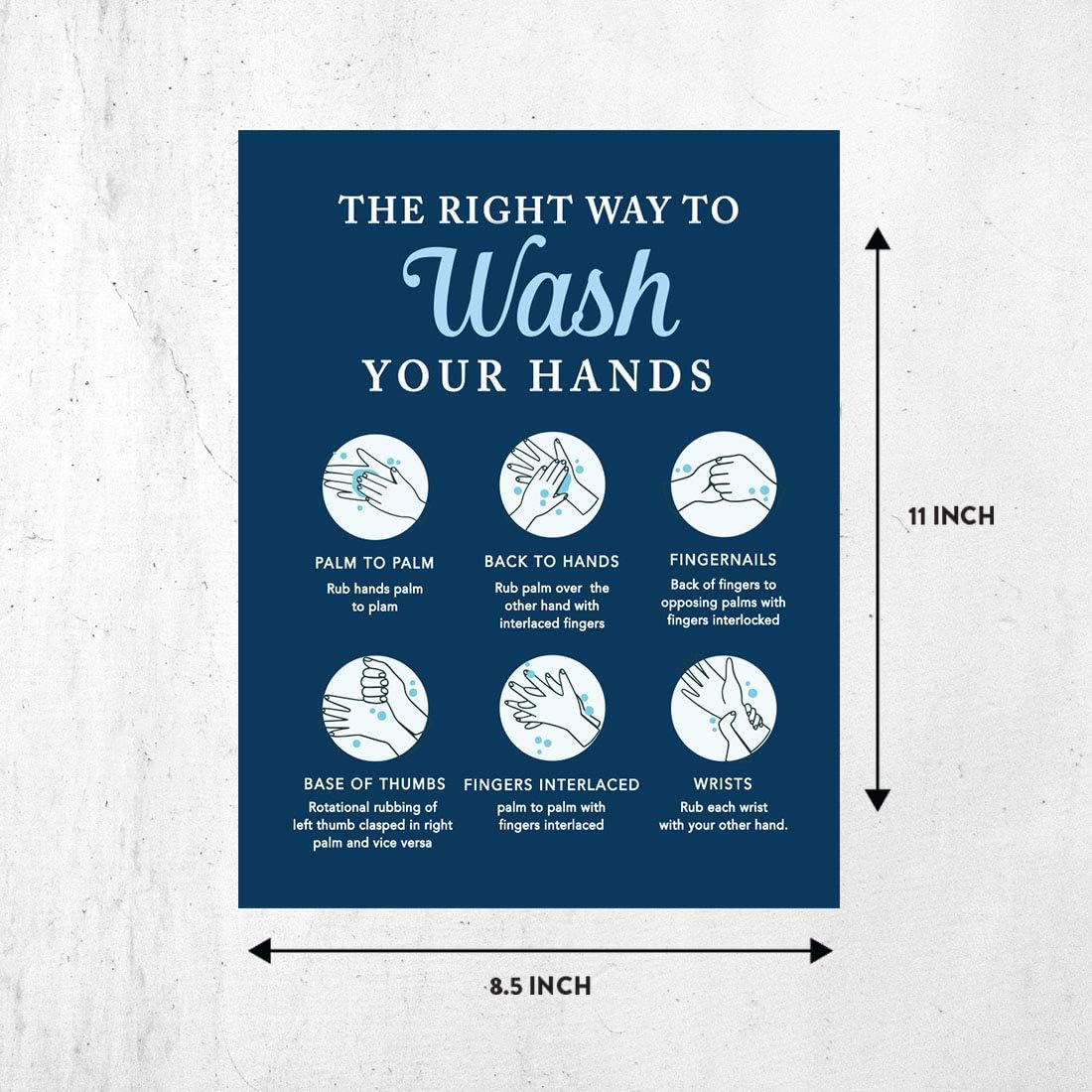 Andaz Press Social Distancing Hand Sanitization Wash Your Hands The Right Way To Wash Your Hands Business Signs, 10-Pack 8.5" x 11" Labels, Vinyl Sticker Decals