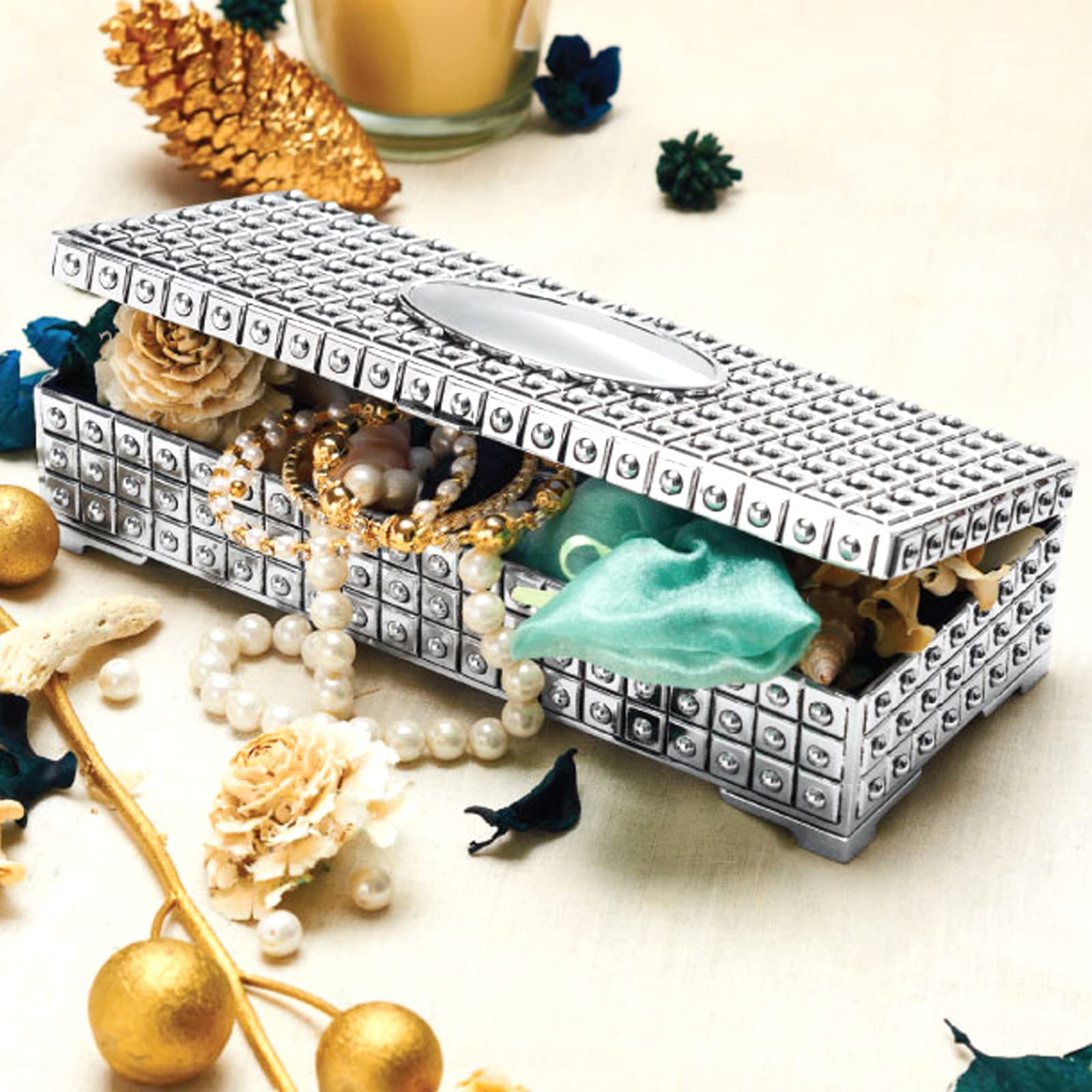 d'mart Exclusif | Silver Plated Jewellery Box | Material: Zinc