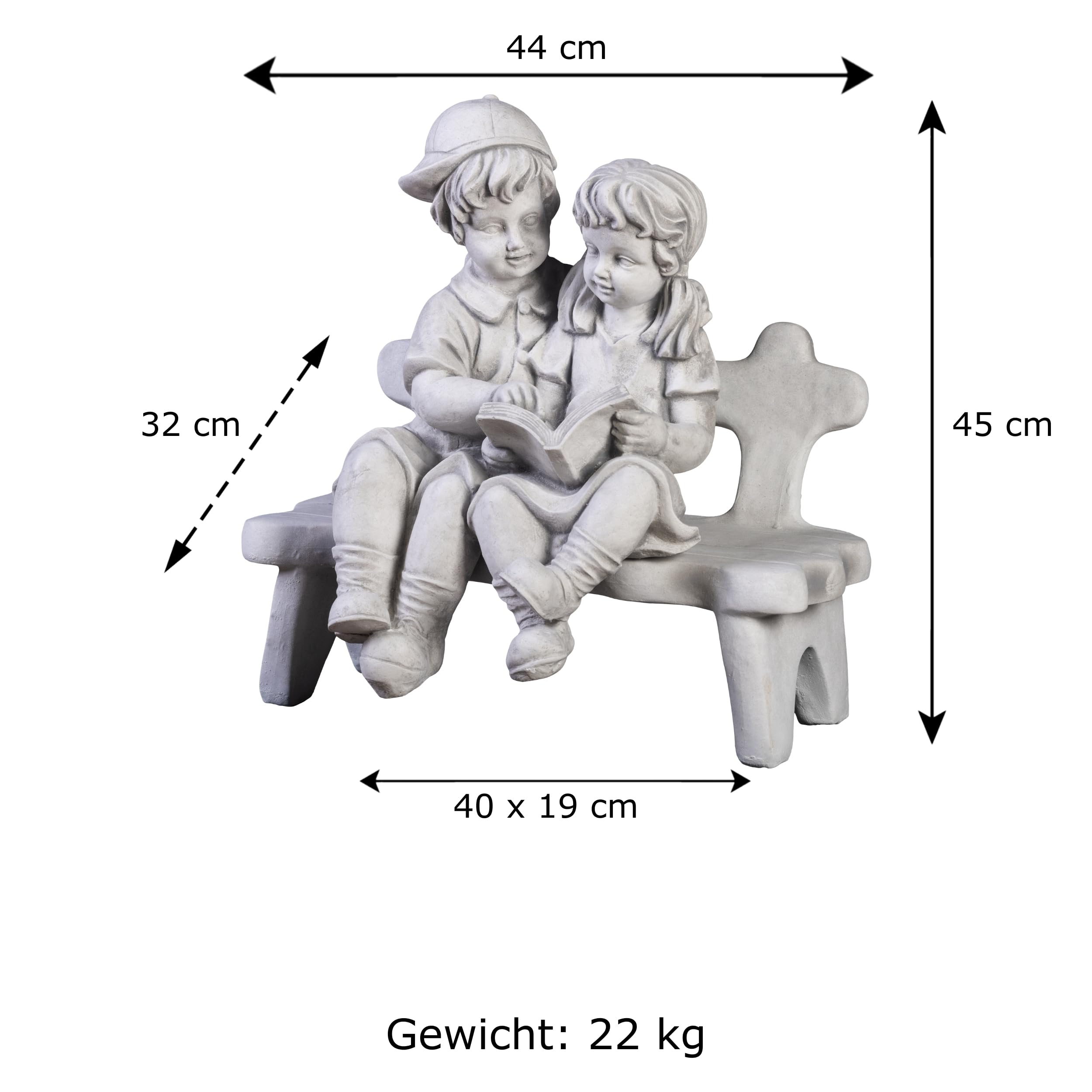 gartendekoparadies.de Figure de Pierre Massive garçon avec Fille sur Un Banc décoration de Jardin en Pierre reconstituée, résistant au Gel