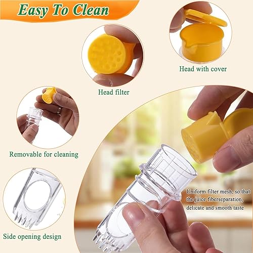 Miniatura 4 de Exprimidor de limón, 2 piezas con tapa de rosca, exprimidor de limón manual 2025 con filtro incorporado, extractor portátil de jugo de cítricos de