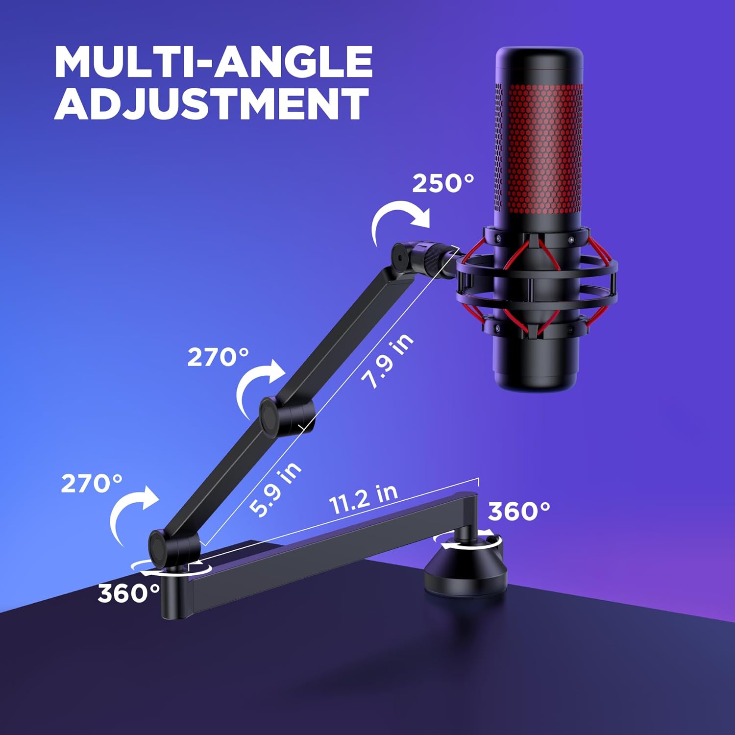 InnoGear 360° Rotatable Microphone Boom Arm Mic Stand & 6 Feet 2 Pack Oxygen-Free Copper Male to Female 3-Pin Balanced XLR Mic Cables Cord