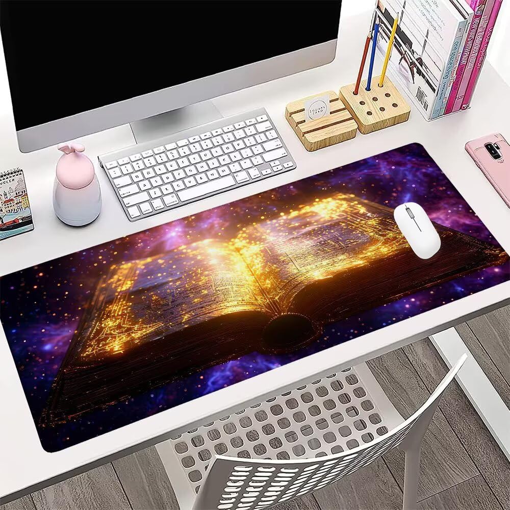 Alfombrilla de Mouse para Juegos, Nero, XXL, Antideslizante, Impermeable, Diseño de Libro, Extendido, Grande, 1200x600x3mm, para PC, Laptop, Ufficio, Famiglia d-449