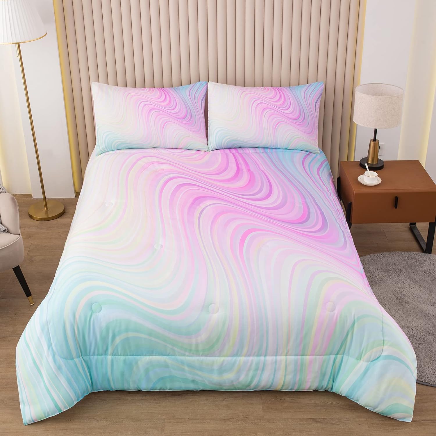 Bodhi Girls Full Comforter Sets with Sheets,Pink Bedding Sets Full,Bed in A Bag Kids Bedding Set for Girls Full(1 Comforter, 1 Flat Sheet, 1 Fitted Sheet, 2 Pillowcases)