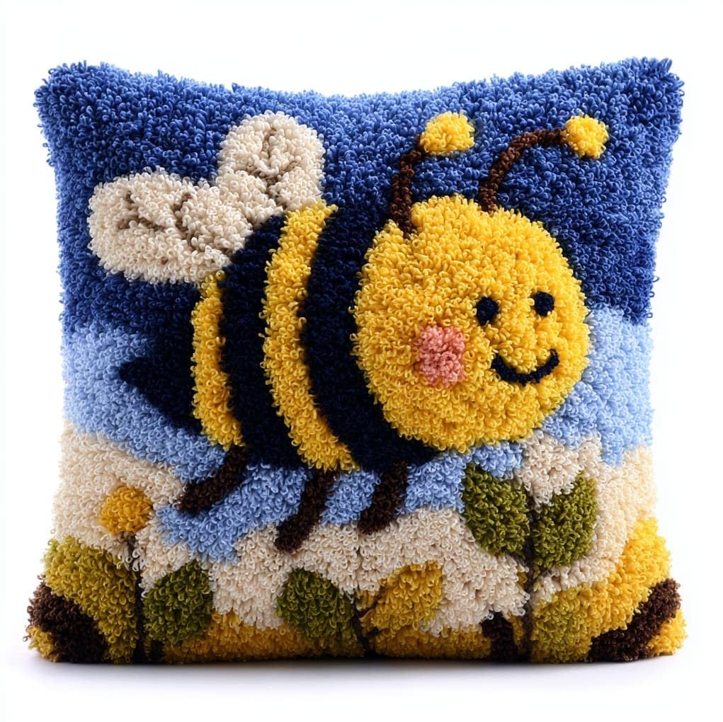 WallustrioaW Latch Hook Kit 43x43cm,Cute Bees