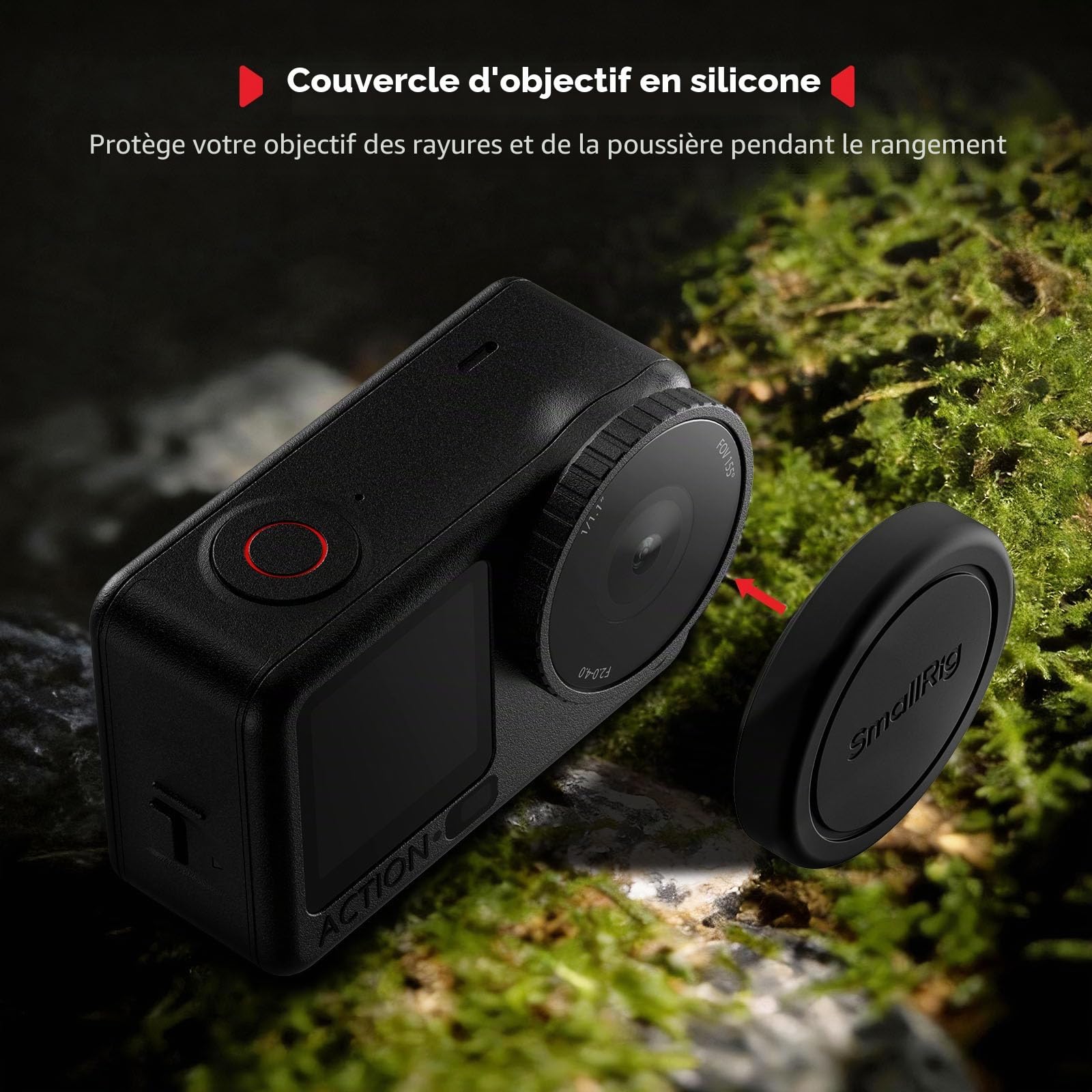 SMALLRIG Kit de Filtres ND pour DJI Osmo Action 6, 5 Filtres Polarisants à Densité Neutre (CPL, ND8, ND16, ND32) à Clipser, avec Protection d'objectif en Silicone et Verre Optique HD - 5895
