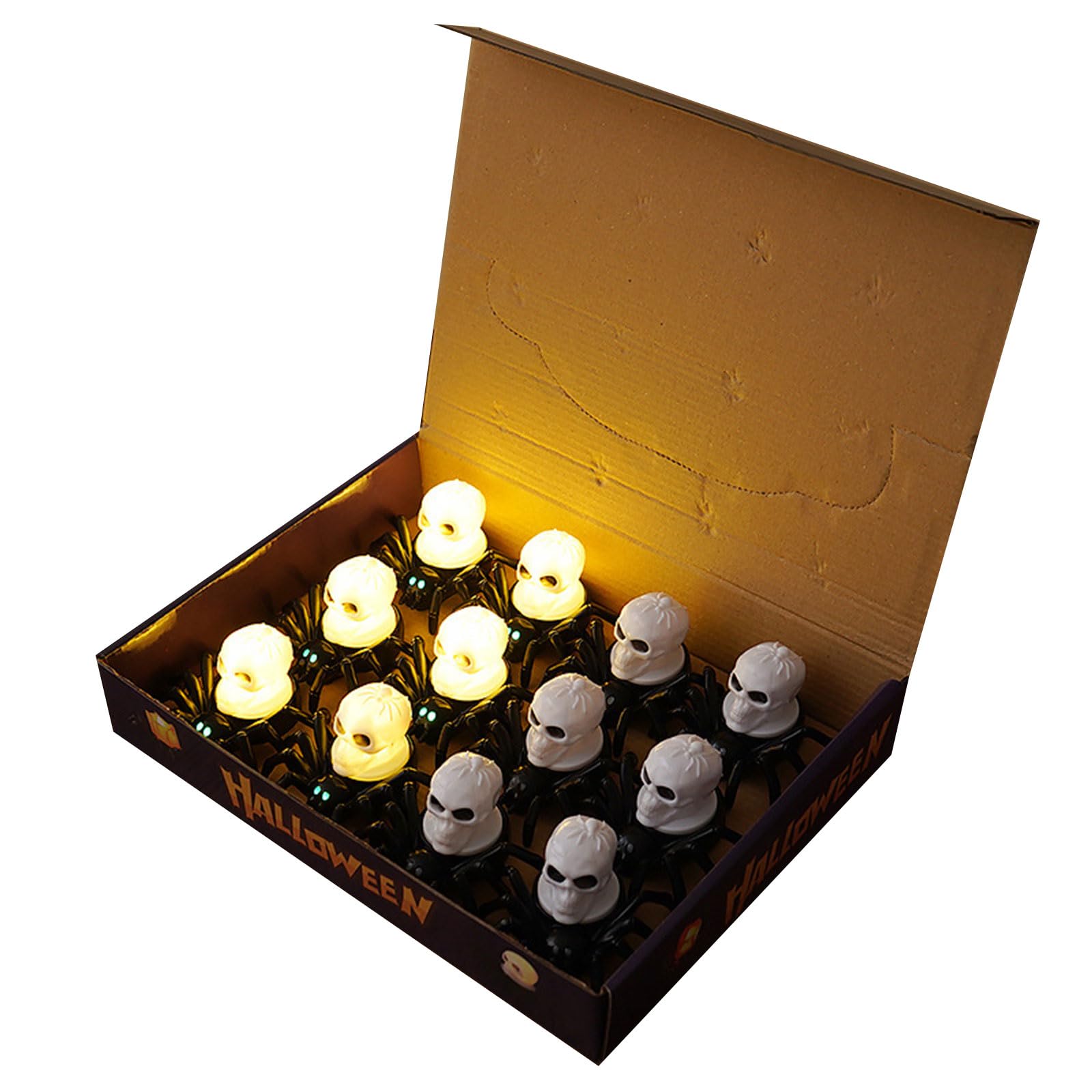 Tsophreniq 12 Pack Halloween LED Lights Flameless Battery for Eerie Party Table Decorations Halloween Centerpiece