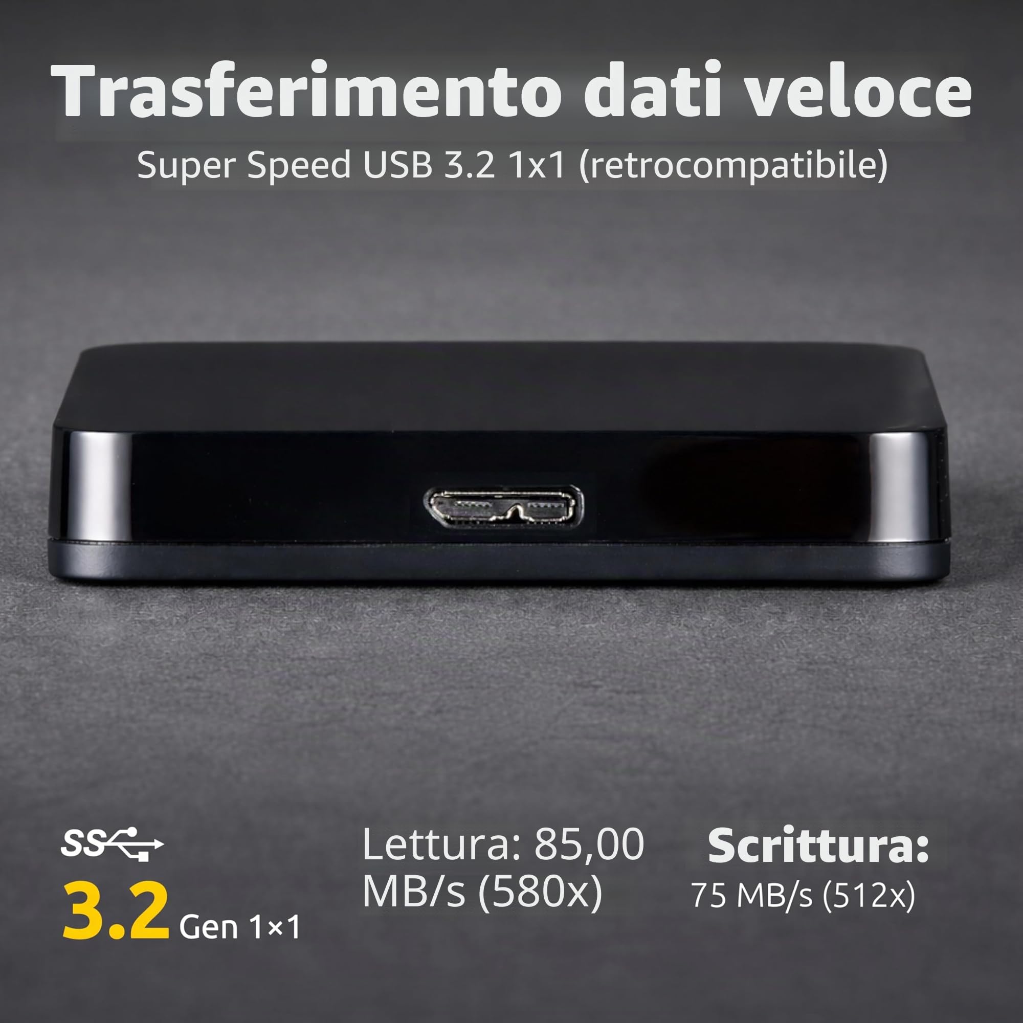 Intenso 6021513 Memory Case - Hard Drive portatile 5 TB, 2.5", USB 3.0, 5400 RPM, 8 MB di cache, nero