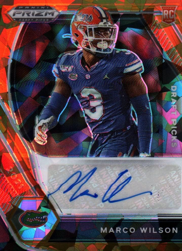 Marco Wilson Panini Orange Lazer Prizm Autographed Rookie Card Collectible Football Card - 2021 Panini Orange Lazer Prizm Draft Picks Rookie Football Card #DPA-MAR (Florida Gators) Free Shipping