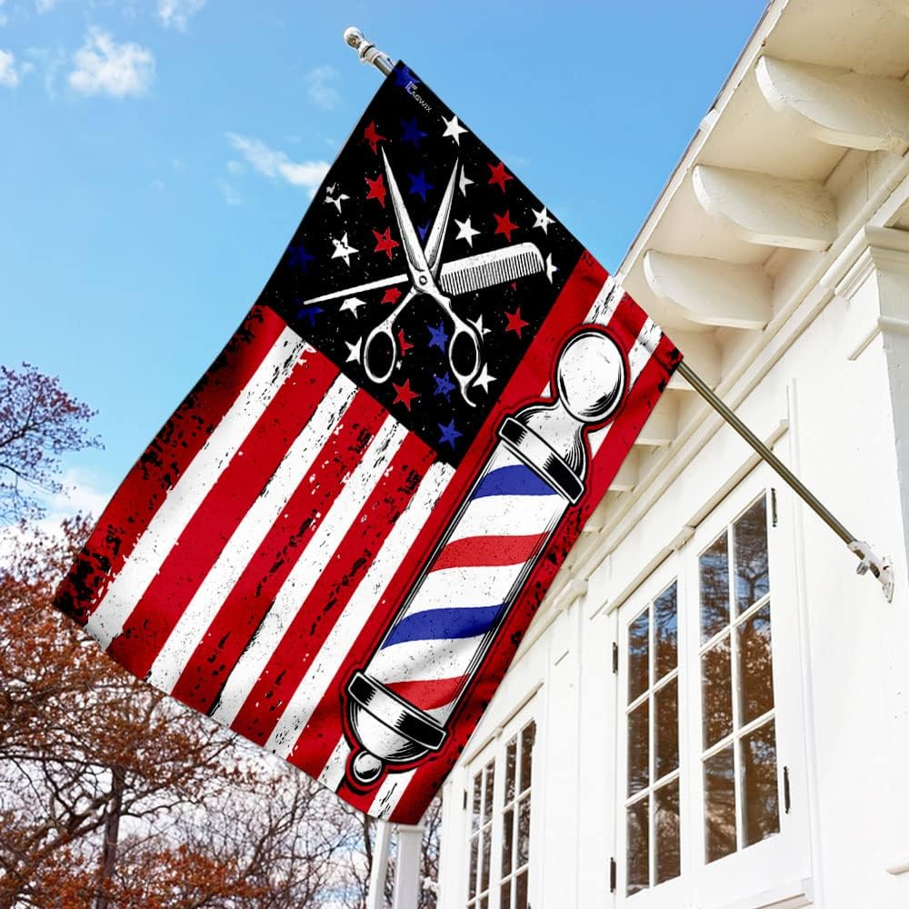 FLAGWIX American Flags, Barber Flag - 4th of July, Independence Day Decorations for Inside, Outside, Garden Flag (11.5" x 17.5") - USA House Garden Flags Premium Polyester, Decorative Outdoor Flags