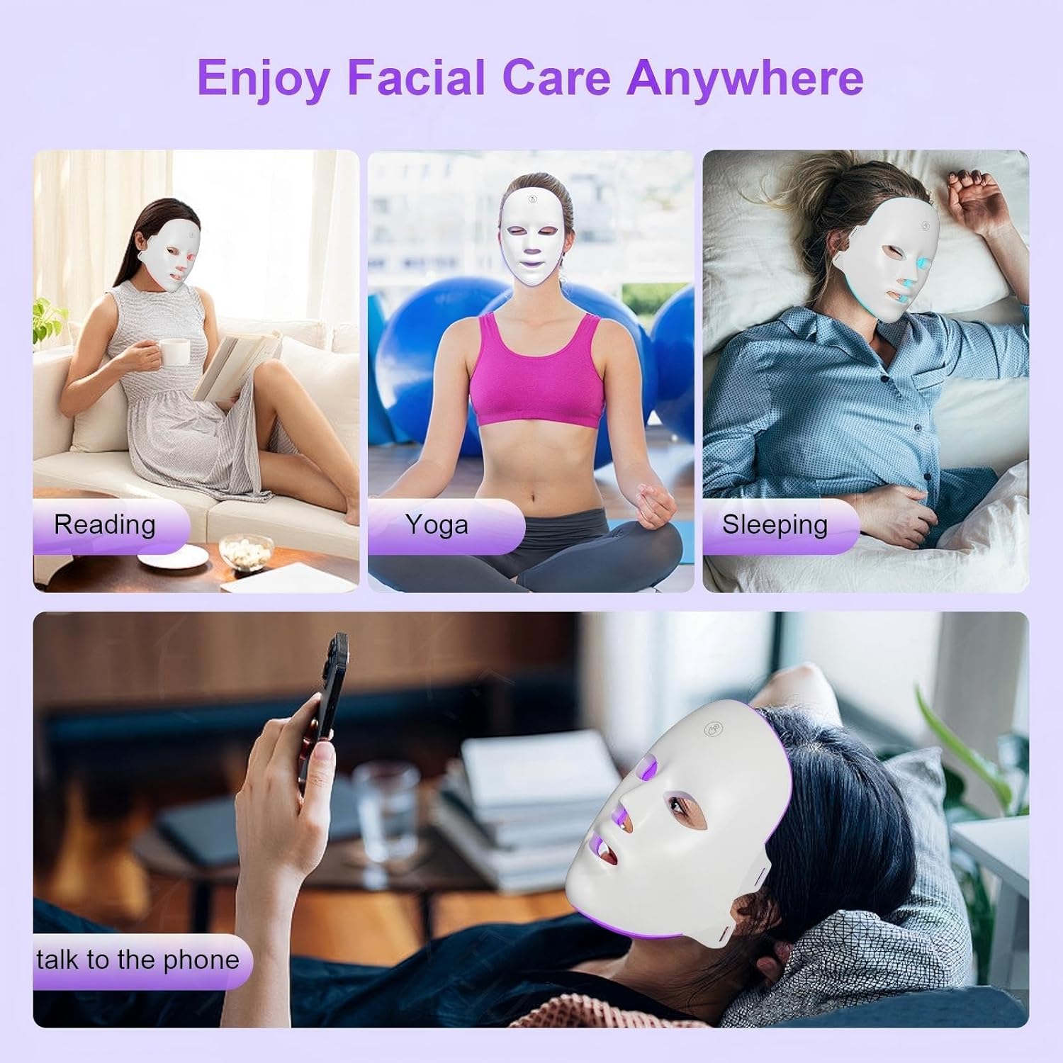 Red Light Therapy for Face, 7 Color Red Light Facial Masks, At-Home Facial Care Device, Portable, Cordless, and Rechargeable
