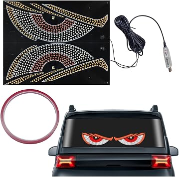 2PCS Devil Eyes Light for Cars, 11.8"4.7" LED Eyes for Truck Windshield, Dynamic Digital LED Sign Display for Windows, Auto Exterior Decoration Lamp Accessories for Cars SUVs XL7