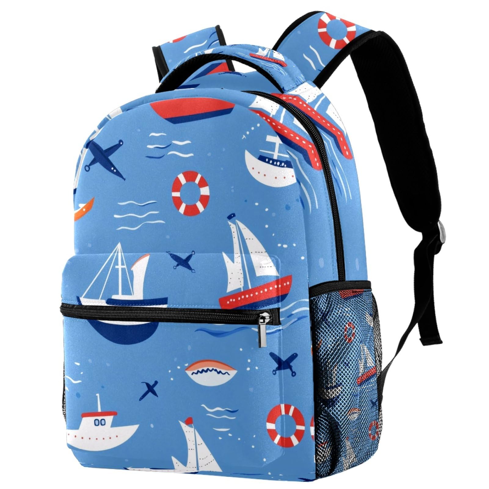 Sac à dos d'école motif ville d'Angleterre multicolore avec porte-bouteille - 7