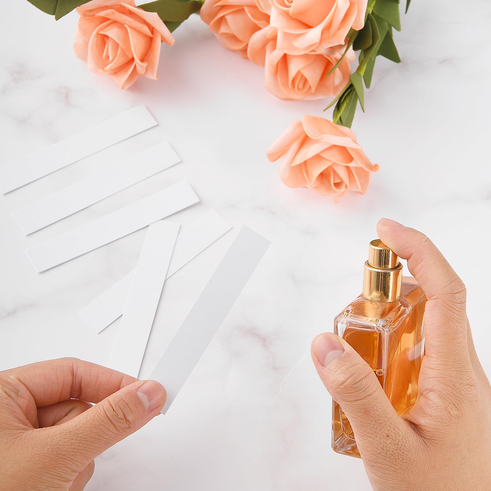 Prasacco 200 tiras reactivas de perfume, tiras de prueba de perfume, probador de aromaterapia, papel blanco rectangular de prueba de perfume para mujeres y hombres, prueba de aceites esenciales,
