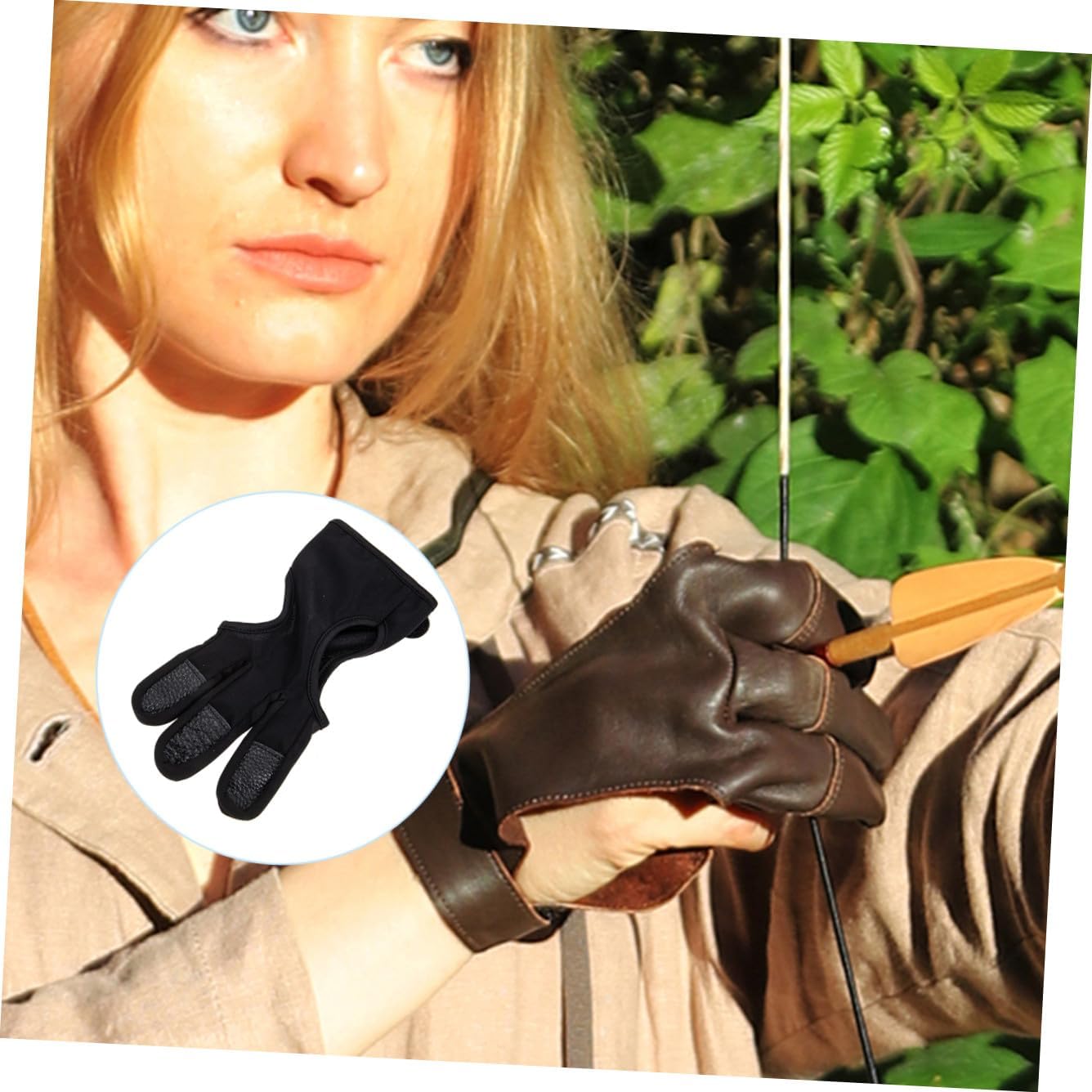 Adjustable Wear-Resistant Archery Finger Guard 3-Finger Protector XL Professional Archery Equipment for Target Shooting and Bow Hunting