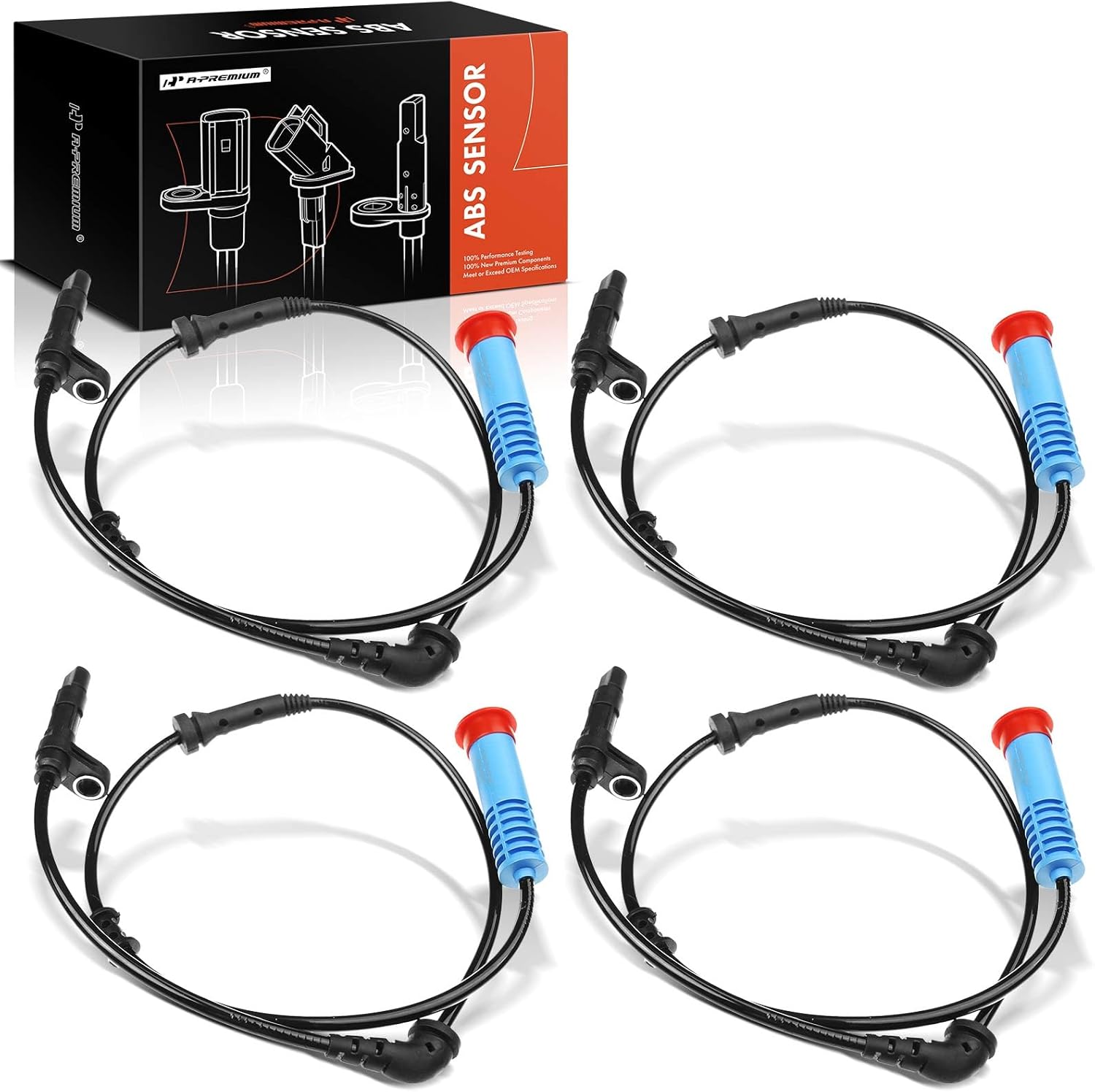 A-Premium 4Pcs Front and Rear ABS Wheel Speed Sensor - Compatible with Mini Models - Cooper 2002 2003 2004 2005 2006 2007 2008, 1.6L - Driver and Passenger Side, Replaces 34526756384, 34526756385