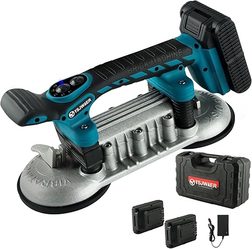 Máquina de vibración de herramienta de instalación de azulejos, vibrador de doble ventosa, nivelación de baldosas de mano, 12000 mAh, 24000 rmin, 6