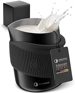 JODORA Barista Milchkännchen Edelstahl mit Latte Art Ausguss 350ml - Milchkanne Barista mit innerer Skalierung zur optimalen Abmessung - spülmaschinenfestes Barista Zubehör