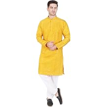 TRILOKI Mens Embroidered Sequined Kurta Pajama Set Rayon Ethnic Wedding Designer Ethnic Diwali Puja Kurta Payjama Set