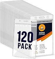 Vista 1 de Paquete de 120 soportes de plástico para insignias, soporte vertical para tarjetas de identificación, transparente, impermeable, con cremallera