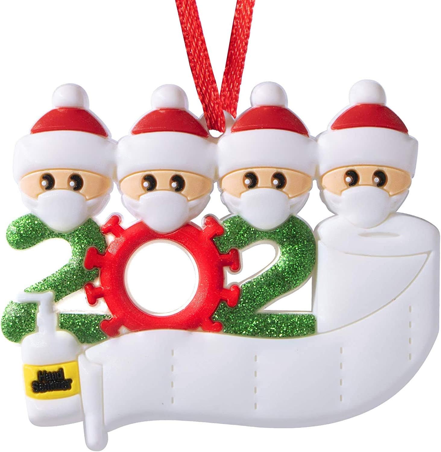 YZHI Quarantine Christmas Ornament 2021 Decorating Kit Christmas Tree Decorations Personalized Xmas Gifts for Family (4 People)