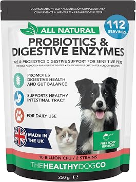The Healthy Dog Co Probiotics for Dogs   Gentle Dog Probiotic Supplements Powder for Digestion, Immunity & Digestive Care for Pets   112 Servings   Just Sprinkle on Food